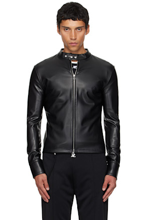 Black Zipped Biker Faux-Leather Jacket