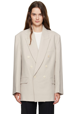 Taupe Relaxed Double Breasted Blazer