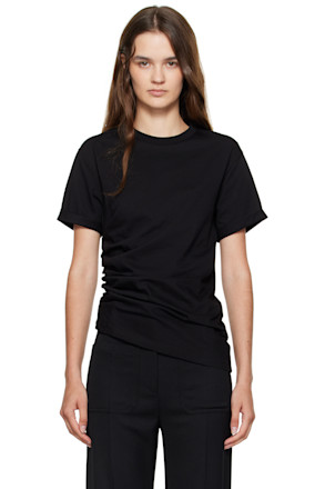 Black Gathered Detail T-shirt