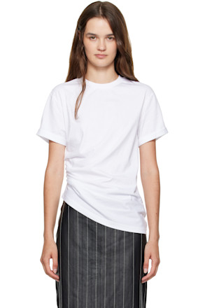 White Gathered Detail T-shirt