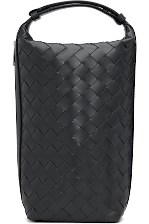 Navy Intrecciato Vertical Wallace Pouch