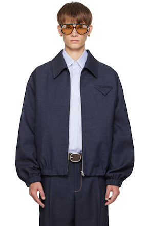 Navy Wool Blouson Jacket