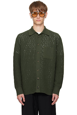 Green Cotton Crochet Cardigan