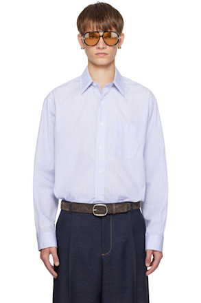 Blue Stripe Cotton Poplin Shirt