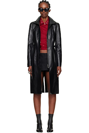Black Concealed Leather Coat