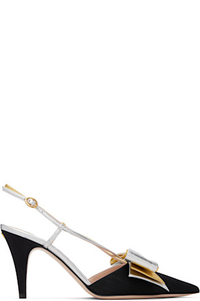 Multicolor Bowow Slingback Heels