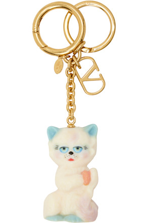 Gold & Off-White 'Le Chat De La Maison' Nylon Keychain