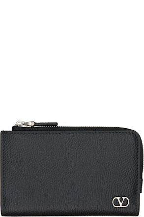 Black VLogo Signature Compact Wallet