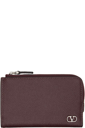 Burgundy VLogo Signature Compact Wallet