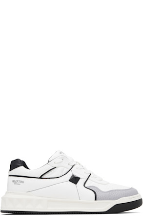 White One Stud Low-Top Nappa Sneakers