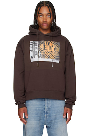 Brown Printed Wood Hoodie