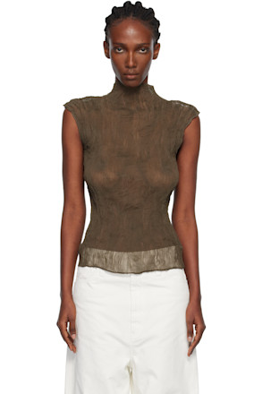 Khaki Chiffon Twist Top