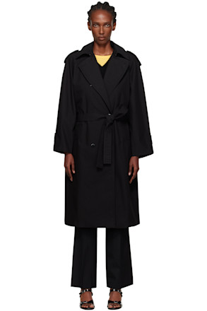 Black Oversized Double-Breasted Trench Coat