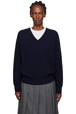 Navy Puno V-Neck Pullover Sweater