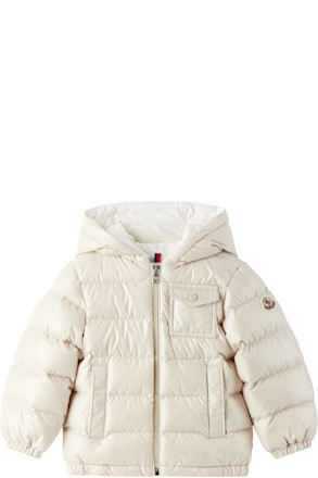 Baby Beige Mesles Hooded Down Jacket