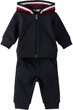 Baby Navy Tricolour-Trimmed Cotton Tracksuit