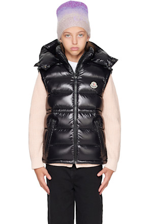 Big Kids Black Ania Hooded Down Vest