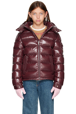 Big Kids Burgundy Maya Hooded Down Jacket