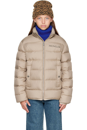 Big Kids Beige Bajan Hooded Down Jacket
