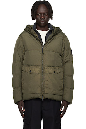 Green 4100011 Hooded Nylon Down Jacket