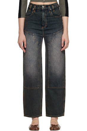 Blue Double Knee Baggy Jeans