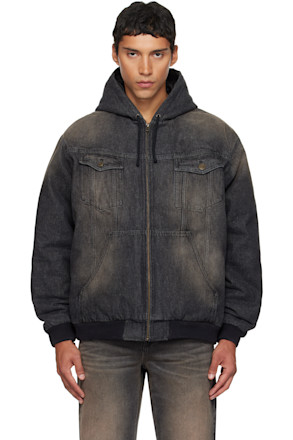 Black & Brown Hooded Denim Jacket