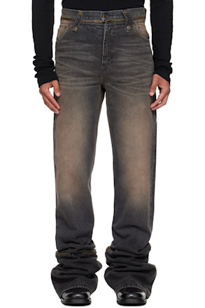Black & Brown Fitted Jeans