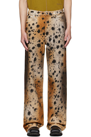 Tan & Beige Wide Leg Jeans