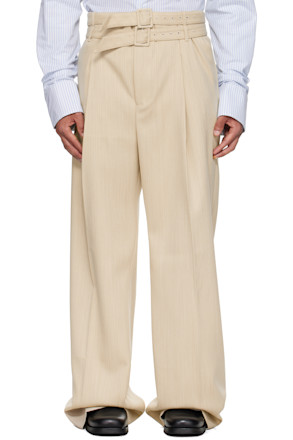 Beige Pleated Trousers