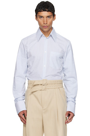 White & Blue Double Sleeves Shirt
