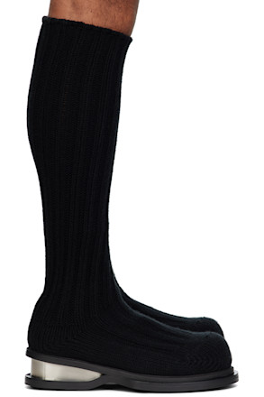 Black Knit Tall Boots