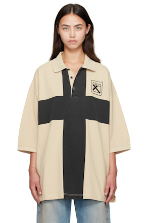Beige Fainting Cross Oversized Polo