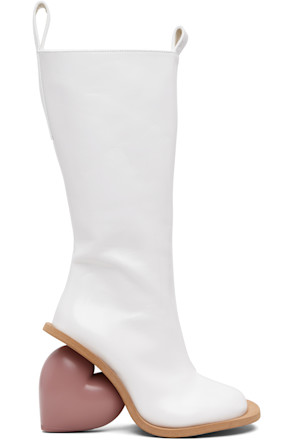 White & Pink Love Tall Boots