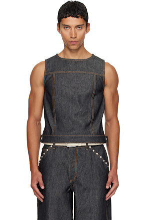 SSENSE Exclusive Navy Boxy Denim Vest