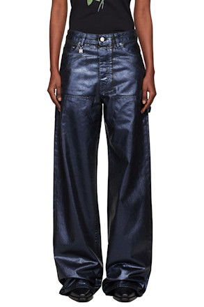 Navy Coated Denim Carpenter Jeans
