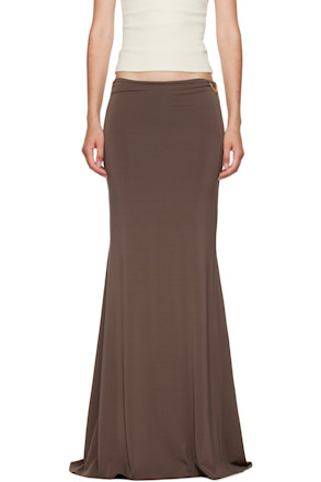 Brown Logo Chain Maxi Skirt