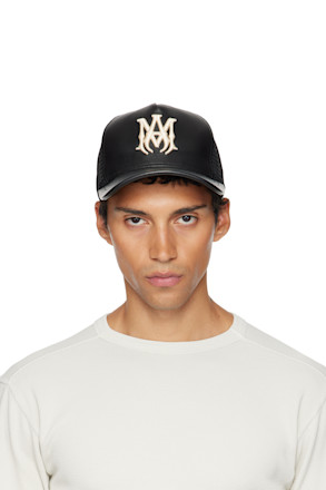 Black Leather MA Trucker Cap