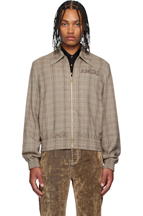 Brown Check Blouson Jacket