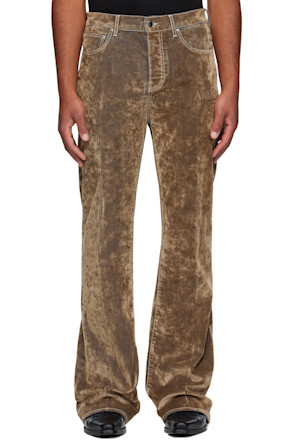 Tan Velvet Flare Jeans