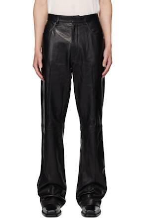 Black Boot Cut Leather Pants