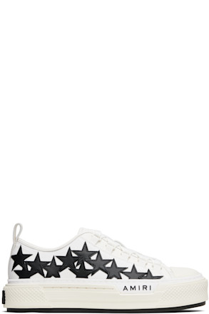 White & Black Stars Court Low Sneakers