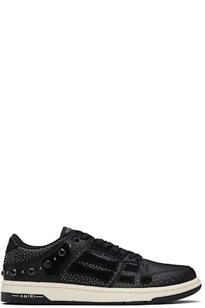 Black Crystal Studded Skel Top Low Sneakers
