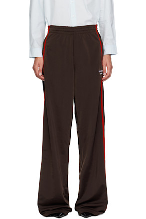 Brown Wide Leg Track Pants