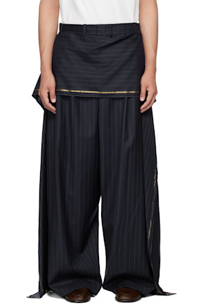 Navy Wool Suiting Trousers