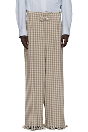 Beige Check Trousers