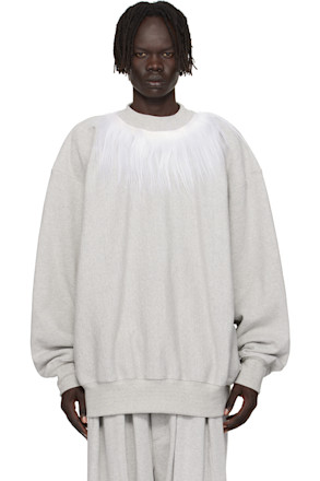 Gray Fur Trim Sweatshirt