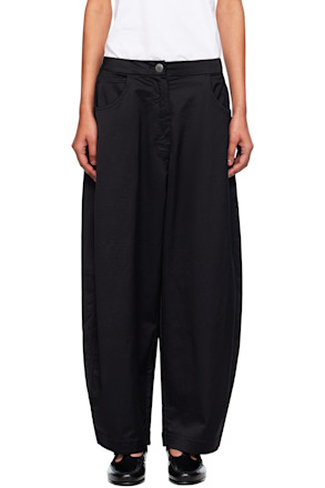 Black Satin Curved Trousers