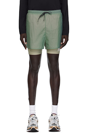 Green Ripstop Layered Trail Shorts