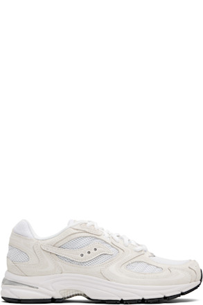 White & Off-White Grid Jazz 9 Suede Sneakers