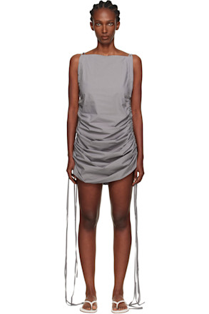 Gray Pictorial Strap Midi Dress